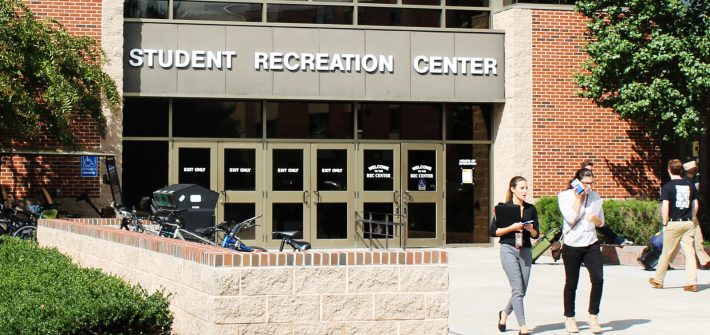 students leave the Recreation Center