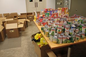 Donated food and boxes