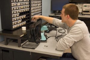 student works in engineering lab