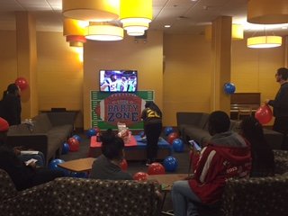 Mimosa lounge as residents watch the Super Bowl