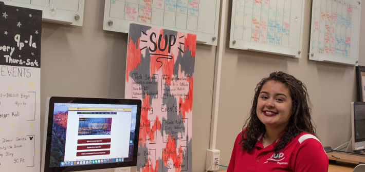 student works in SUP office