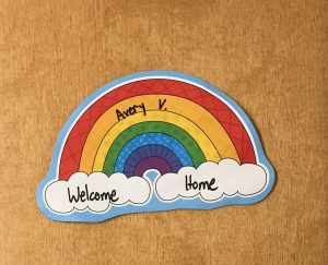 rainbow decoration placed on a door