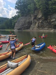 students on kayaking athletics trip