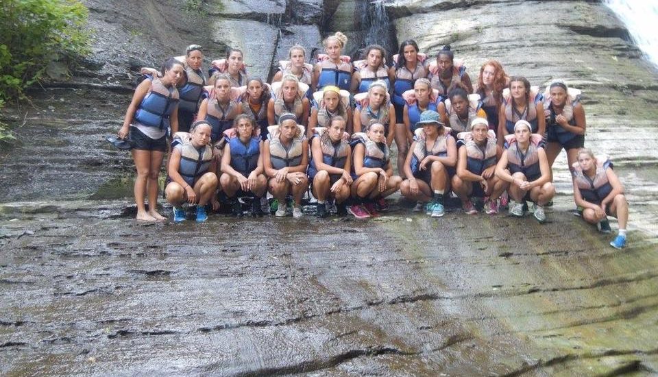 students on kayaking athletics trip