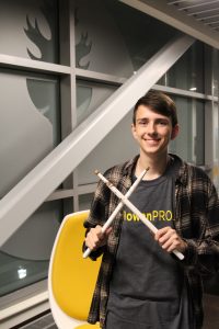 Josiah with his drumsticks
