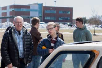 College of engineering students on a campus tour