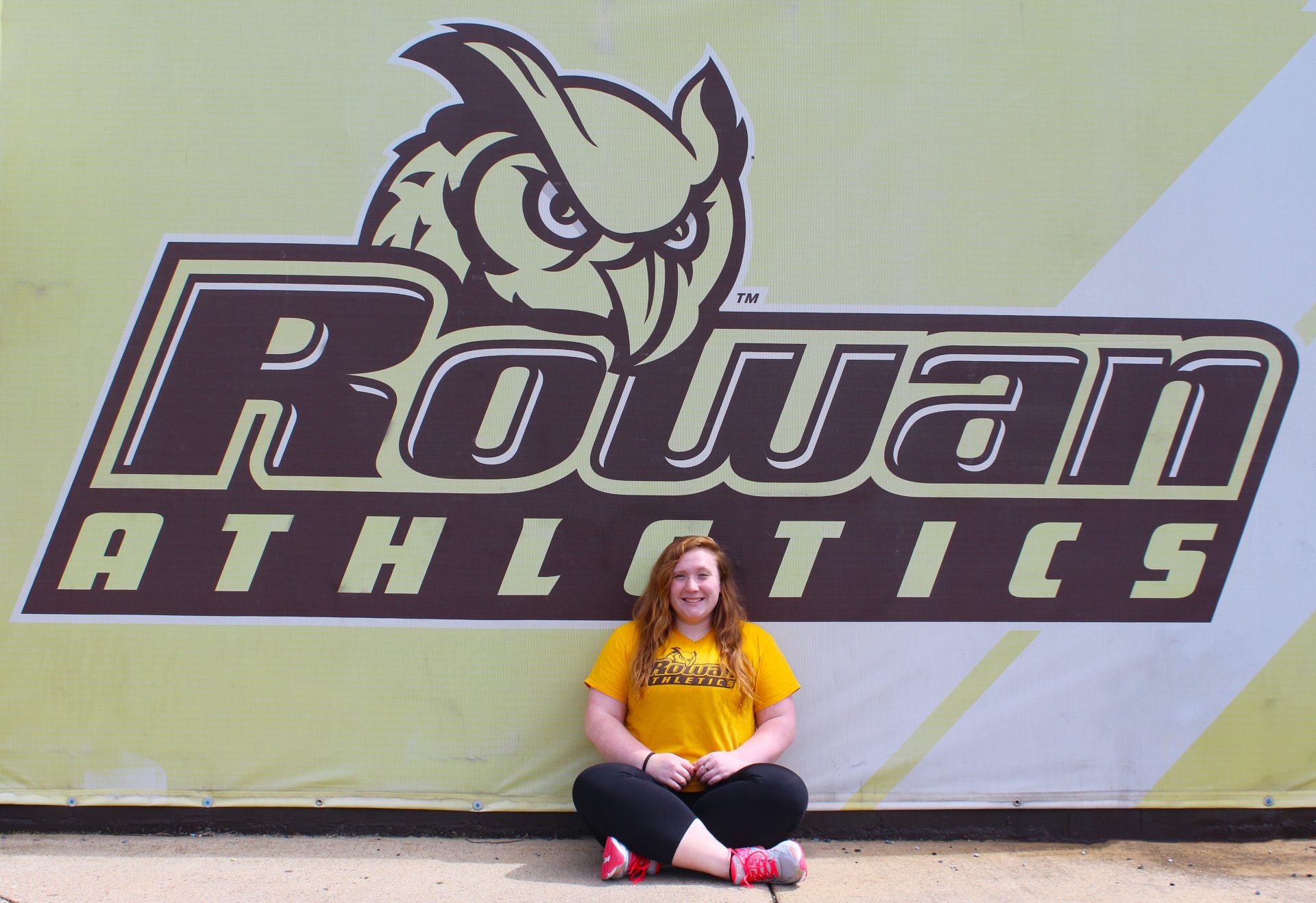 Freshman Psychology major Olivia Scattergood represents her Track and Field team on the Rowan University campus.
