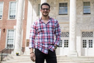 Rowan University Student Outside Bunce