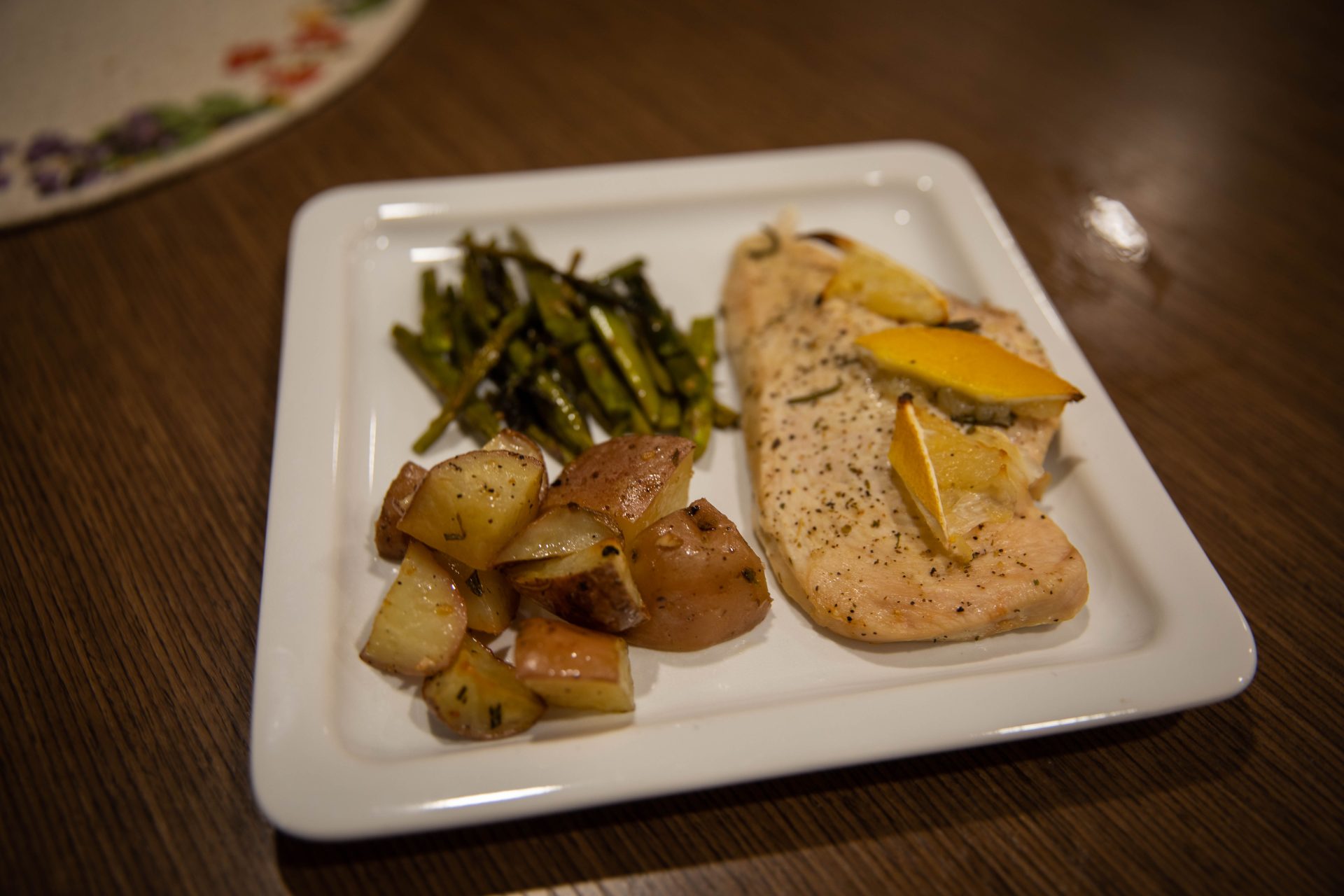 Plated food.