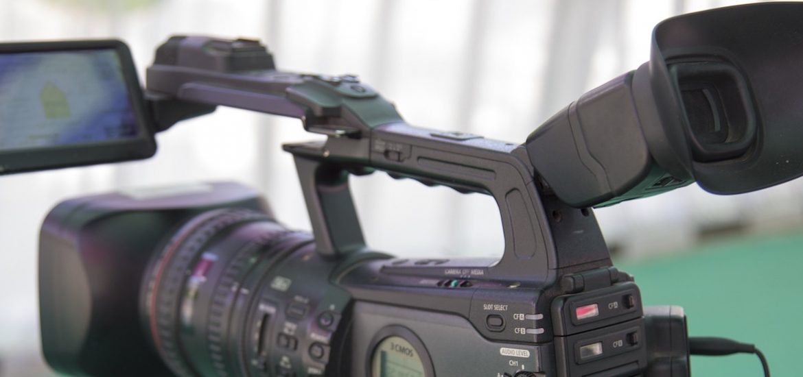 close up of video camera for a TV studio