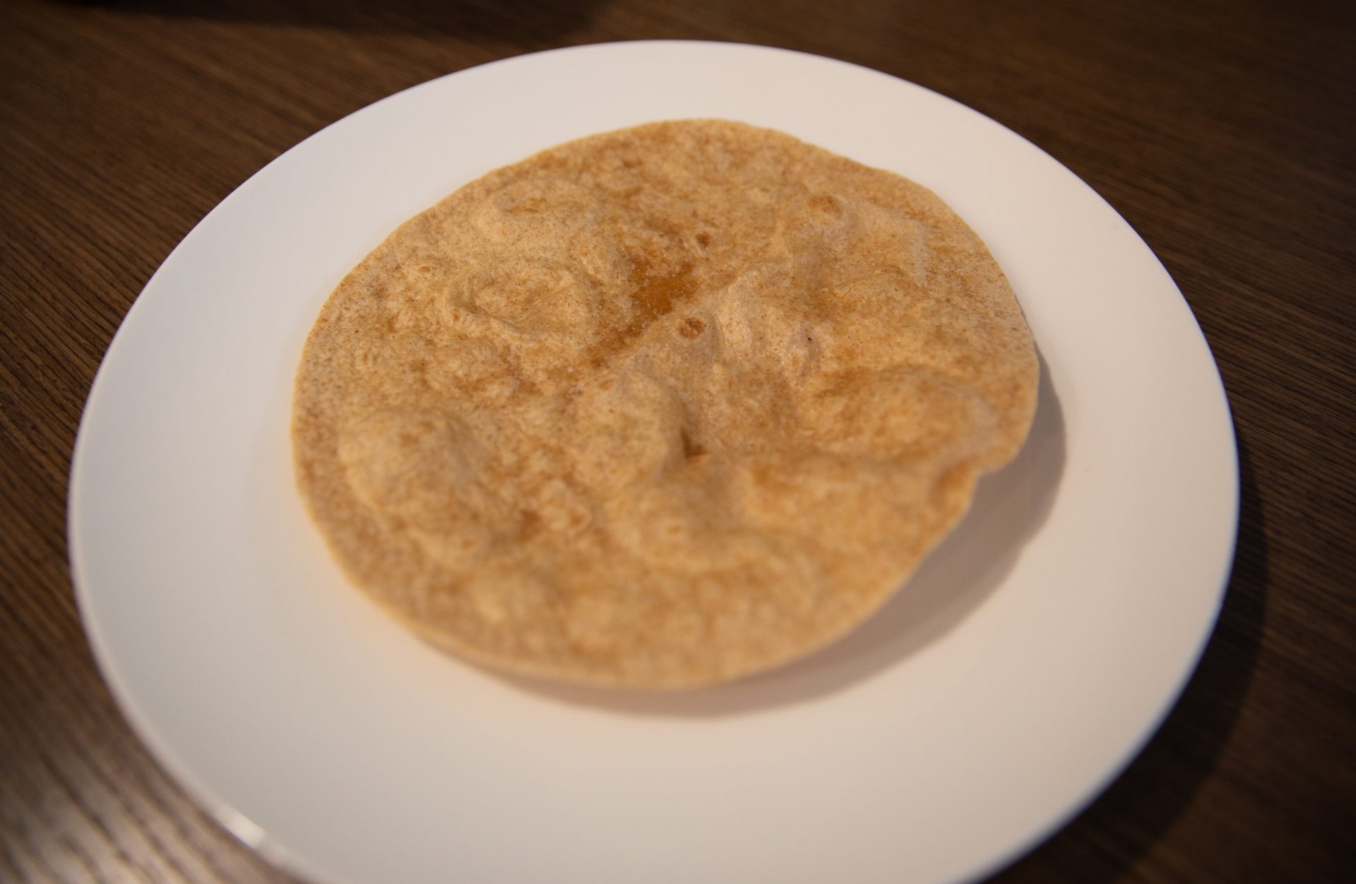 Up-close picture of microwaved tortilla.