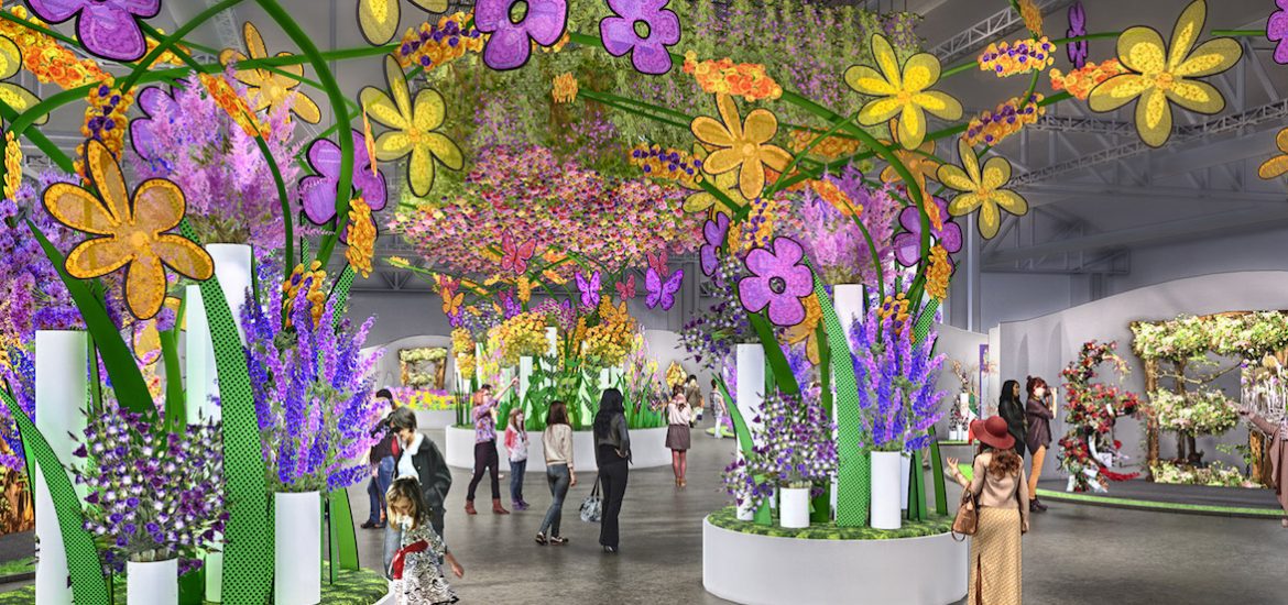 A rendering of the 2019 Philadelphia Flower Show Entrance Garden, which features nearly 8,000 flowers. — Photo courtesy GMR Design