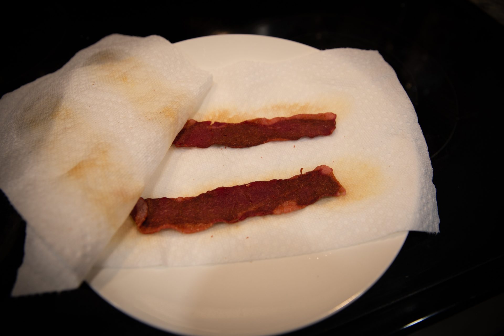 Microwaved turkey bacon.