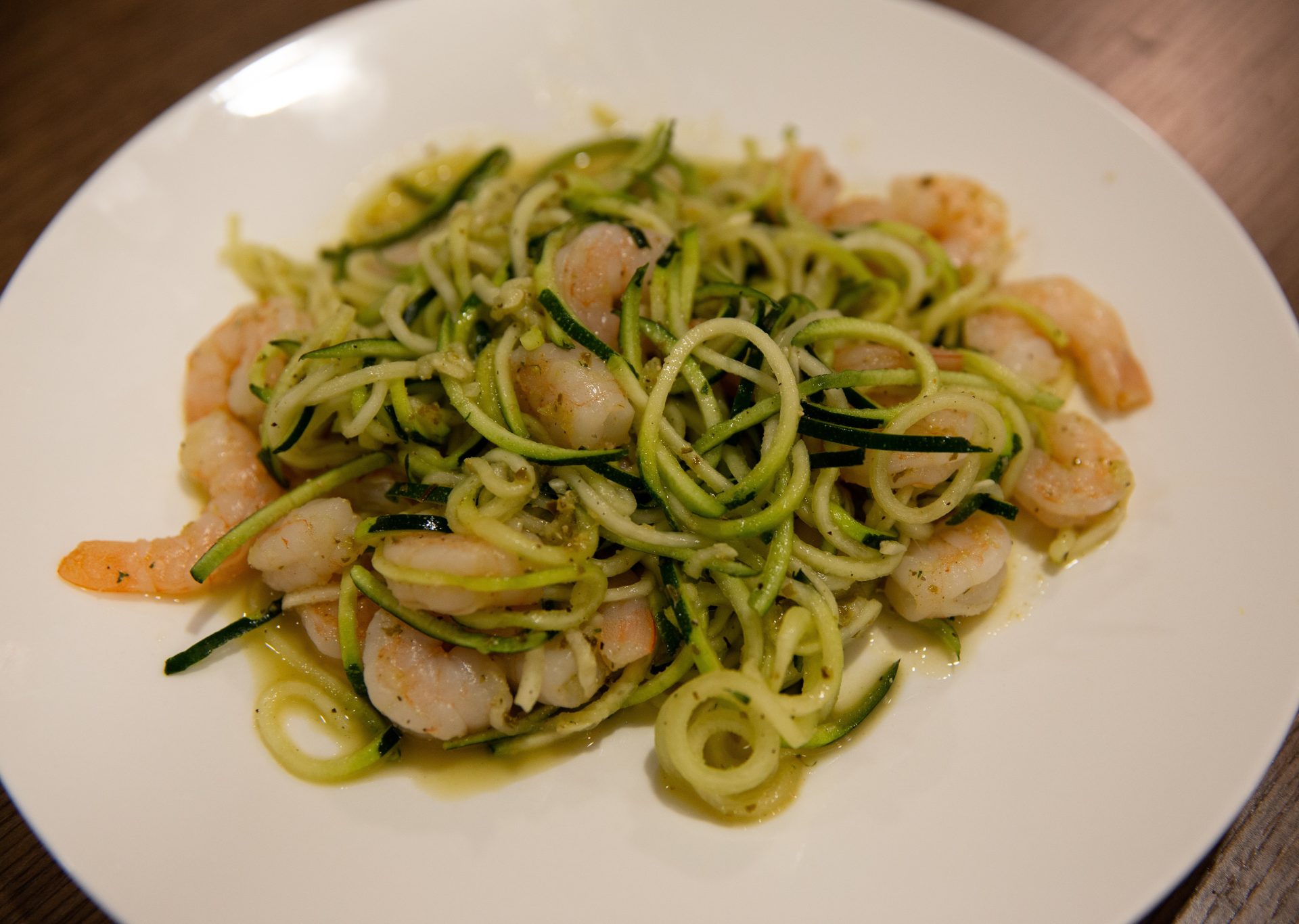 Cooked and plated zoodles.
