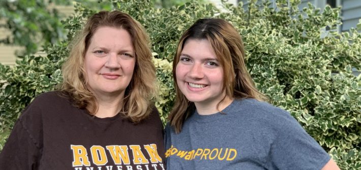 Lauren and her mother in rowan shirts
