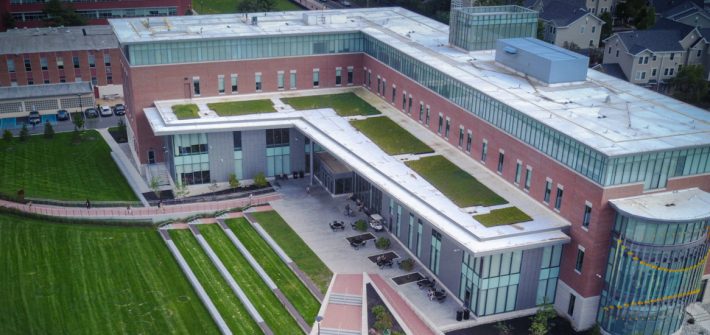 Outside of Business Hall on Rowan's main campus