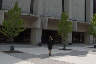 Rowan political science major Melissa Kolaski outside of Robinson Hall