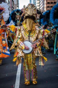 Rowan student TJ Ferry in Mummers costume