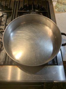 Oil filled pan on medium high heat. 