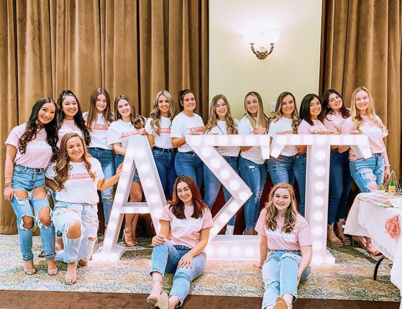 A few Alpha Sigma Tau sisters at a recruitment event this past spring. 