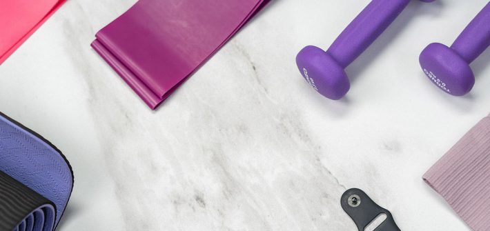 An assortment of indoor exercise gear
