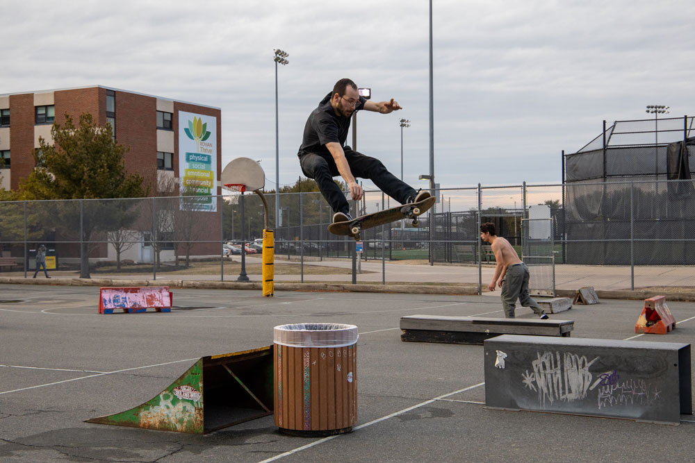 An image Christian captured for Rowan Blog of another student skateboarding