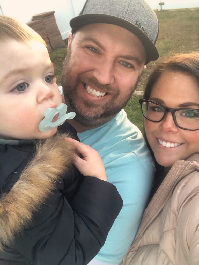 Ashley Steever at right with her husband and son