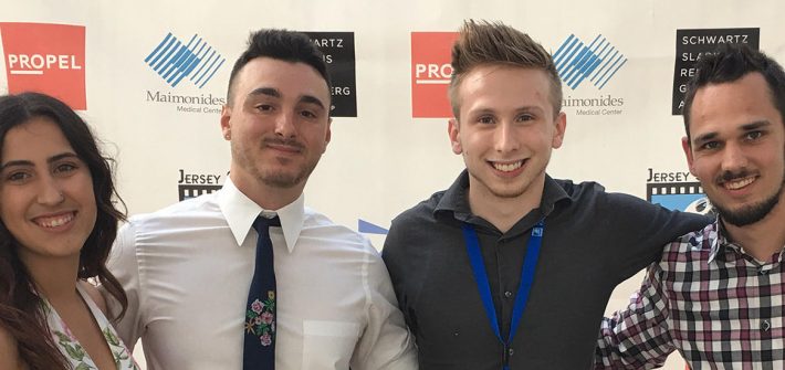 Nicolas and other students at a film festival