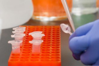 Stock image of biology test tubes