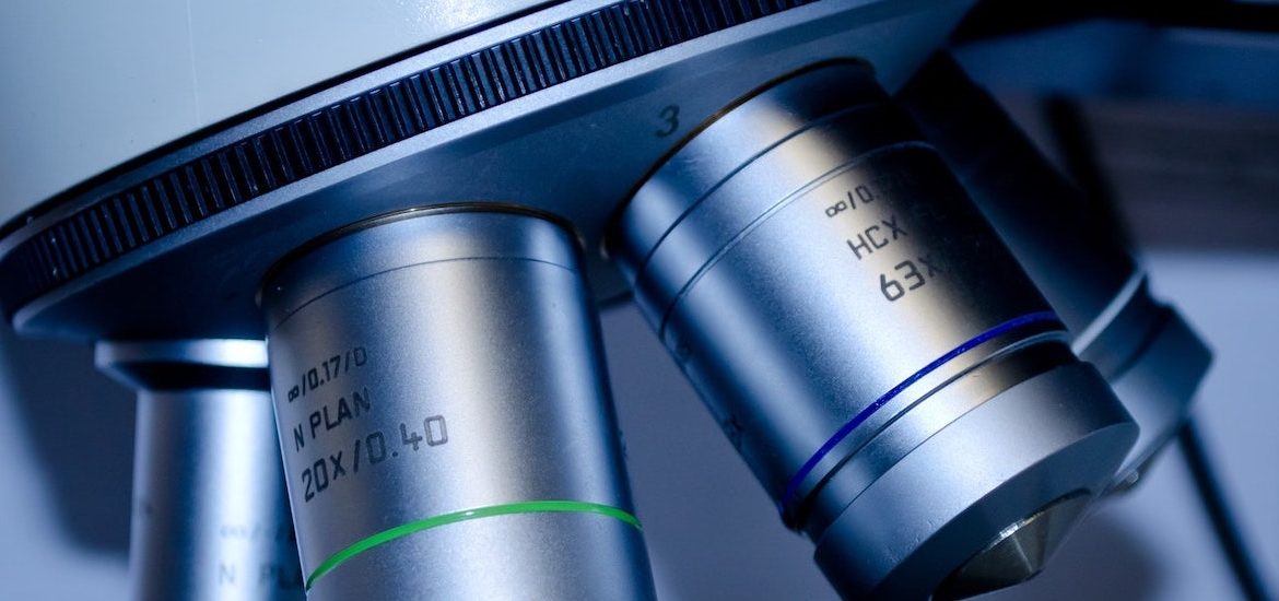 Stock image of a close up of a microscope.