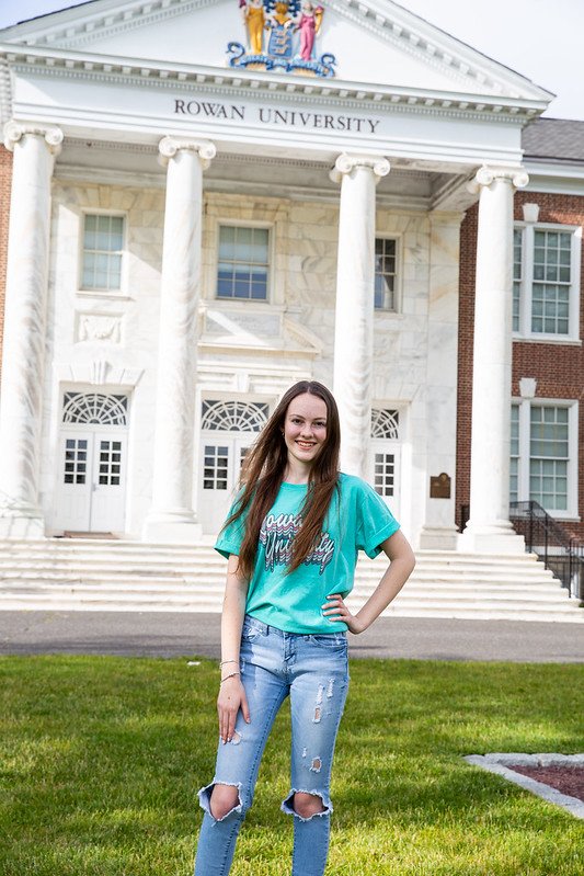 Lily stands in front of Bunce Hall green