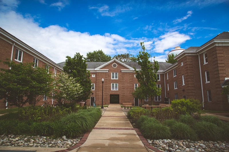 Exterior shot of a residence hall