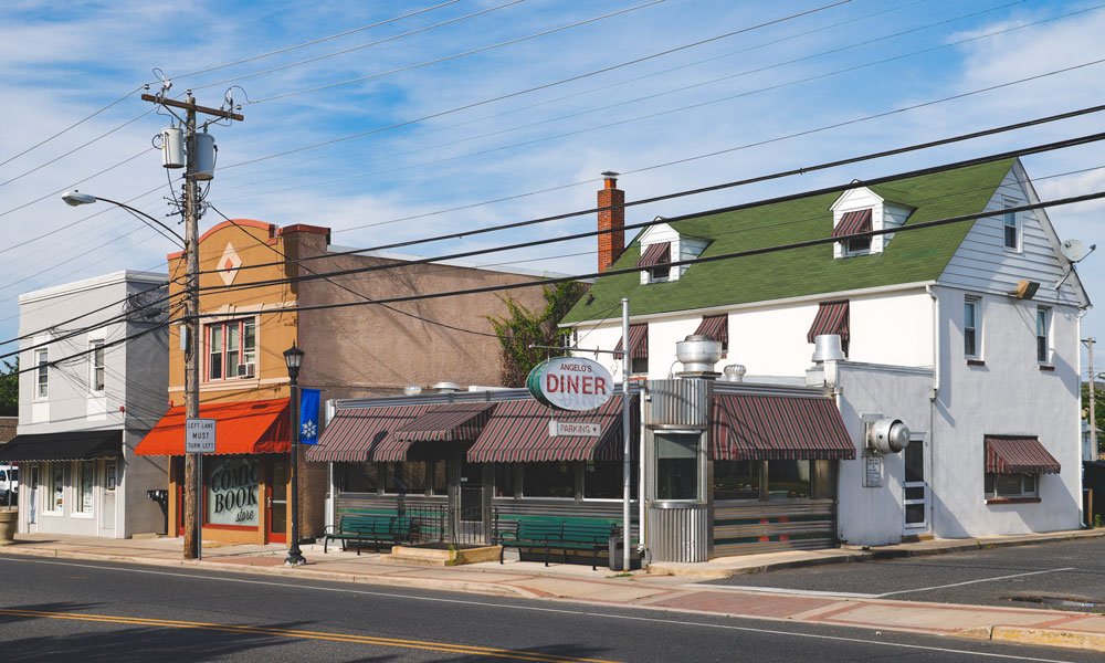 Exterior photo of Angelo's Diner taken from Main St.