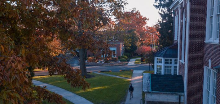 Exterior shot of campus walking paths.