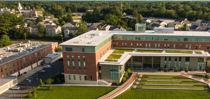Drone shot of Business Hall.