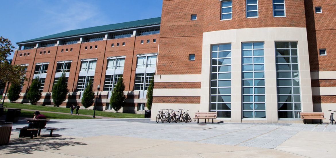 Exterior shot of the side of Campbell Library.