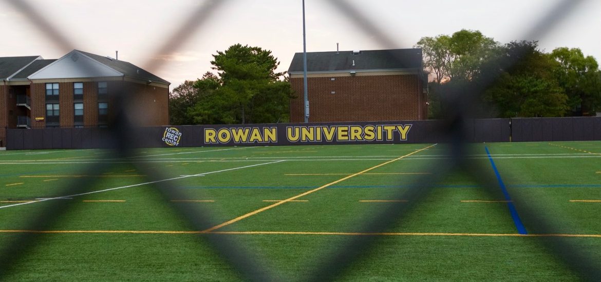 View of the intramural field through the fence.