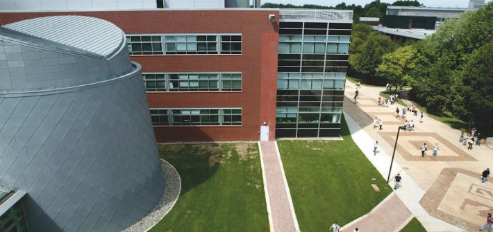 Drone photo of Science Hall.