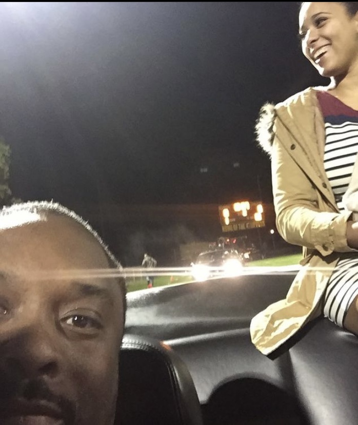 Tatyana with her father at a homecoming game.