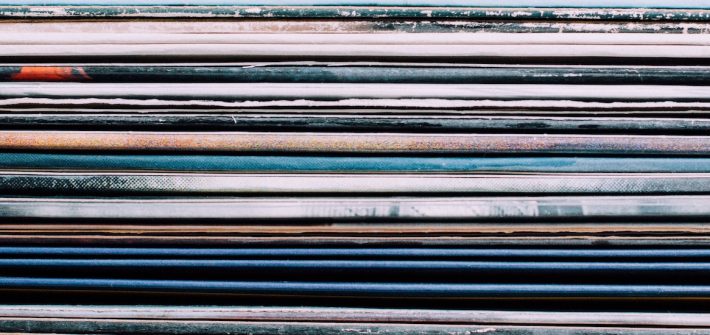 Stock photo of vinyl album covers