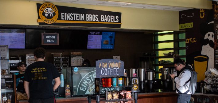 Einstein Bagels storefront in Engineering Hall.