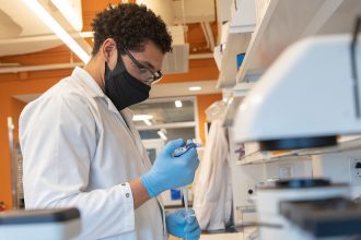 Brandon works in a biomedical engineering lab.