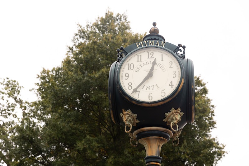 Clock in downtown Pitman area.