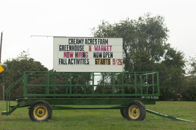 Sign outside Creamy Acres.