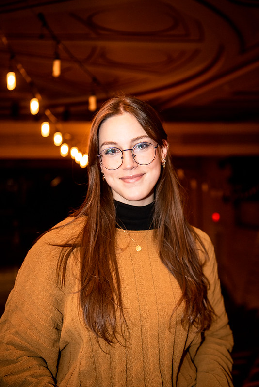 Kayla Bowe poses inside Tohill Theatre.