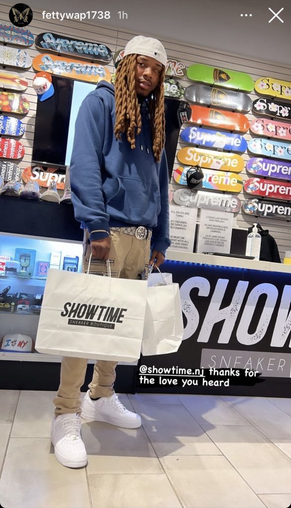 Celebrity client Fetty Wap supports Showtime with a re-post on his Instagram story.