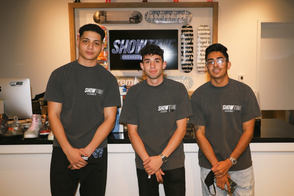Showtime Philly Grand opening with Christian Giannola (center) and his partner Arjun Masukhani (right) and co-owner Nader Lasheen.