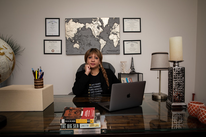 LaWana works in her home office.