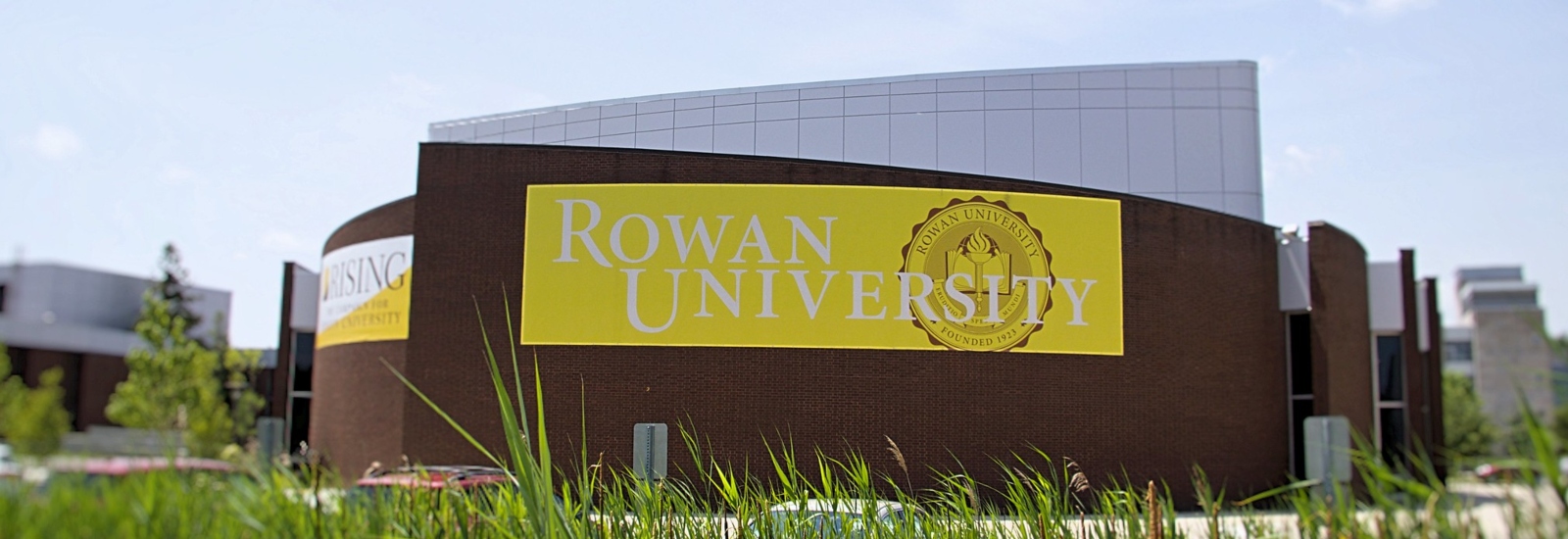 The Rowan University Banner on Wilson Hall.