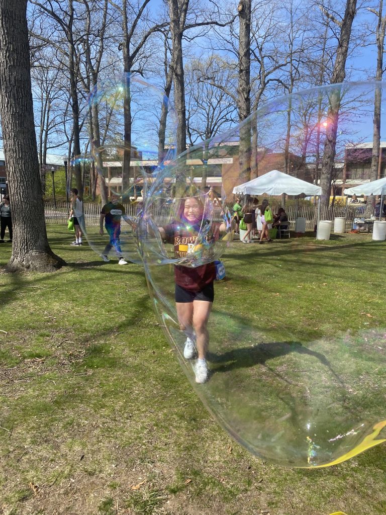 Dawn Lombardi blowing bubbles